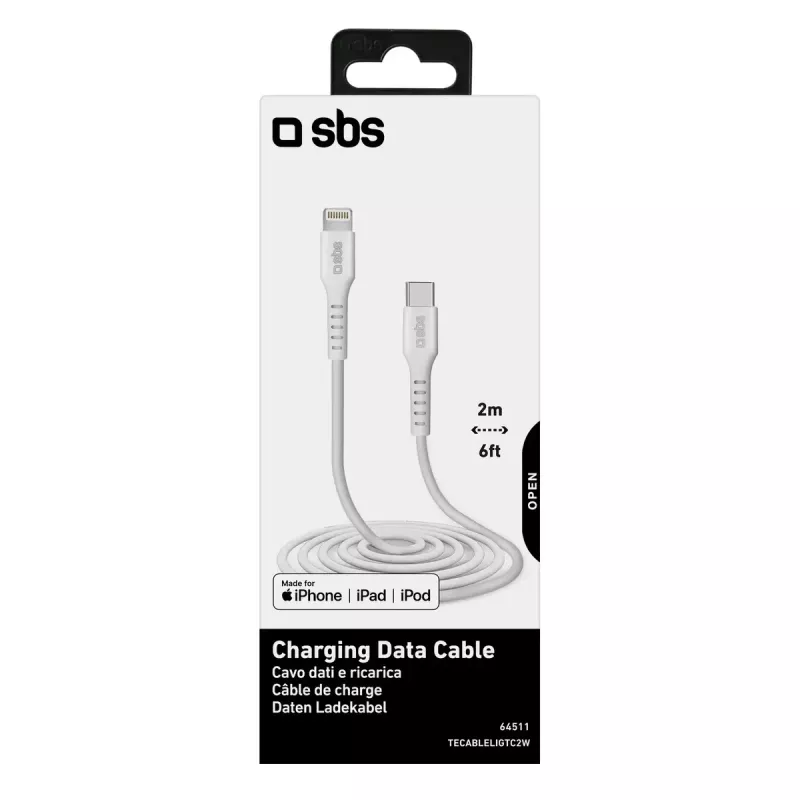 Lightning uz USB-C kabelis SBS Mobile TECABLELIGTC2W — 2 m, balts