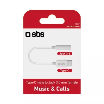 Mobilā telefona kabelis SBS TEINTJACKTYCFMW Balts 0.09m 3.5mm USB C