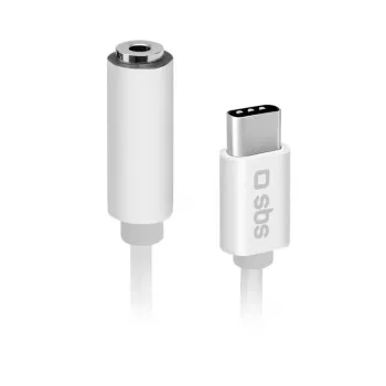 Mobilā telefona kabelis SBS TEINTJACKTYCFMW Balts 0.09m 3.5mm USB C