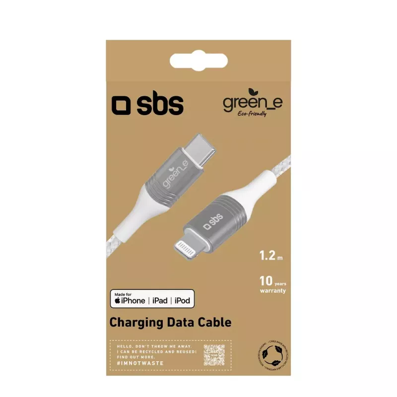 Lightning kabelis SBS GRECABLELIGTC12BW 1.2m sudrabains balts