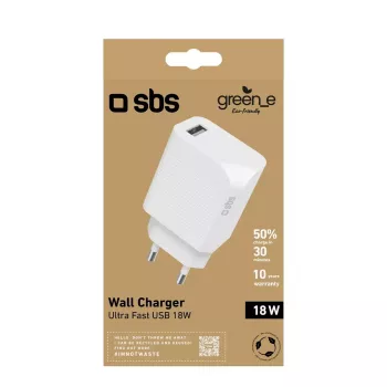 Mobilās ierīces lādētājs SBS GRETR1USB18W Universal balta AC ātrā uzlāde