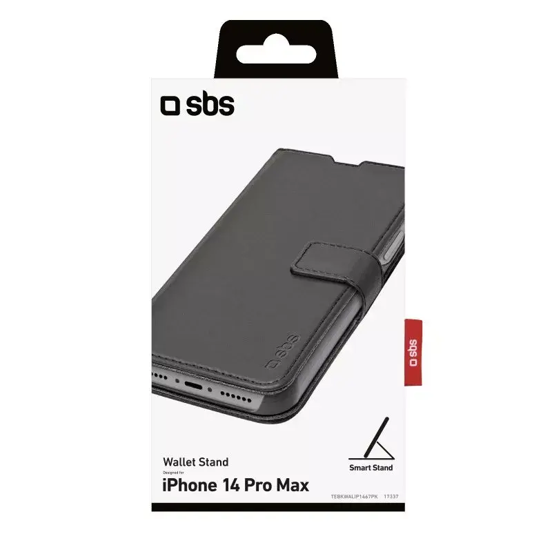 Maciņa tipa vāciņš SBS TEBKWALIP1467PK iPhone 14 Pro Max 17 cm Melns
