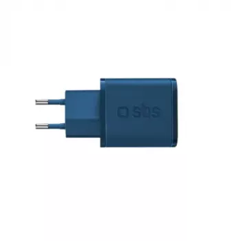 SBS Mobile 20W USB-C maiņstrāvas lādētājs viedtālruņiem, planšetdatoriem, viedpulksteņiem, austiņām, pārnēsājamiem skaļruņiem zilā krāsā