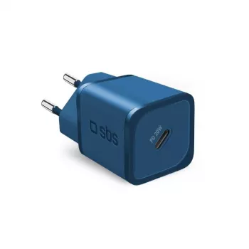 SBS Mobile 20W USB-C maiņstrāvas lādētājs viedtālruņiem, planšetdatoriem, viedpulksteņiem, austiņām, pārnēsājamiem skaļruņiem zilā krāsā