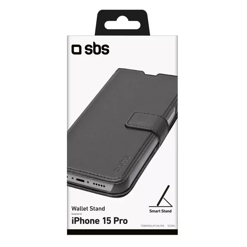 Maciņš-kabatas SBS TEBKWALIP1561PK iPhone 15 Pro 6,1 collas Melns