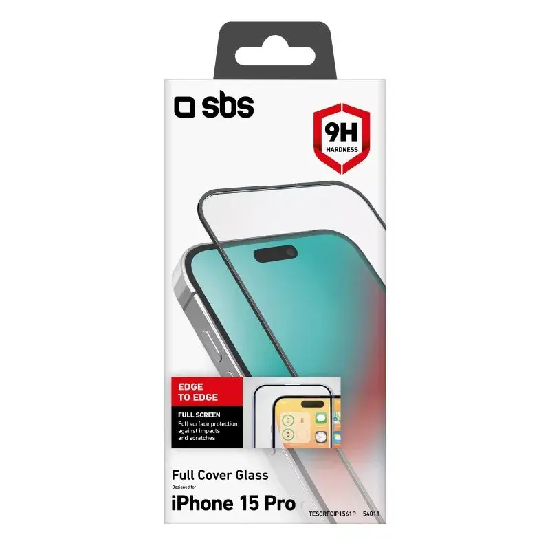 Ekrāna/aizmugures aizsargs SBS iPhone 15 Pro, silikons + rūdīts stikls, caurspīdīgs, 1 gab.