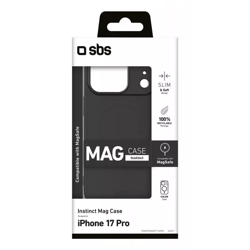 Vāciņa stila telefona maciņš SBS TEINSTMAGIP1763PK Apple iPhone 17 Pro 15,9 cm (6,28 collas) Melns