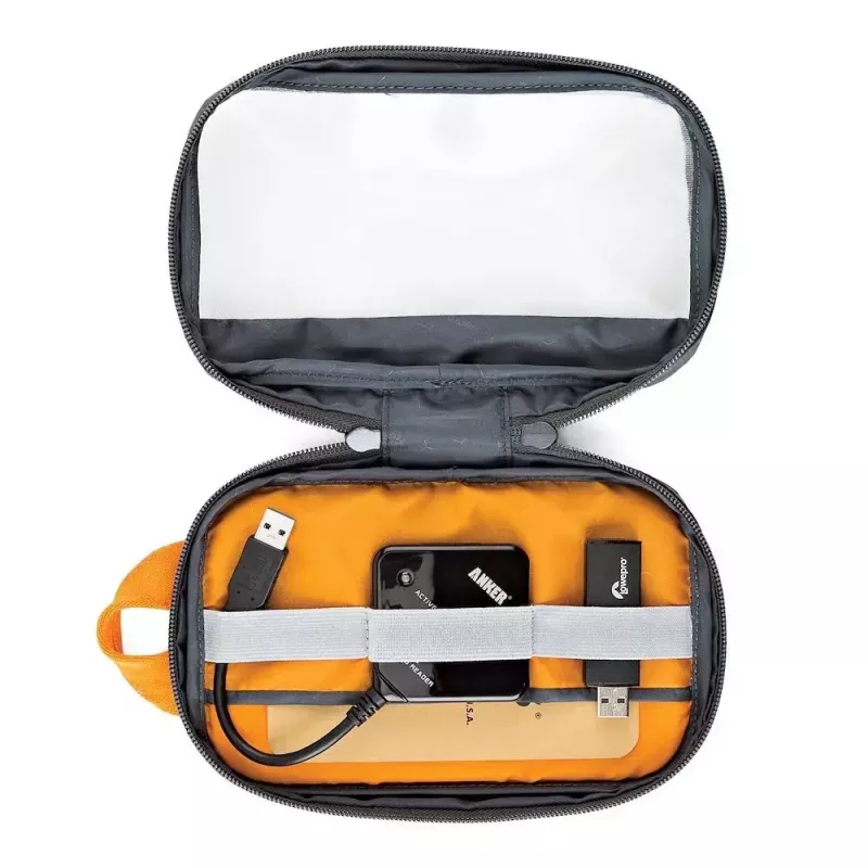 Lowepro GearUp Pouch Mini somiņa, neilons, poliesters, ripstop audums, pelēka, oranža