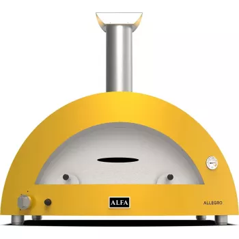 Ar malku kurināmā picas krāsns Alfa Forni Moderno 5 Pizze Dzeltena FXMD-5P-LGIA, āra galda virsmas picas krāsns, ietilpība 5 picas