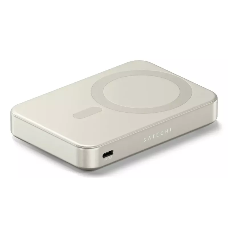 Pārnēsājams ārējais akumulators Satechi ST-B10Q2SW 10000 mAh, bezvadu uzlāde, smilšu krāsa
