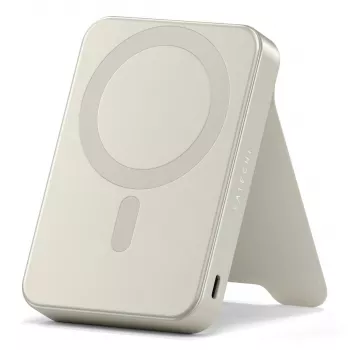 Pārnēsājams ārējais akumulators Satechi ST-B10Q2SW 10000 mAh, bezvadu uzlāde, smilšu krāsa