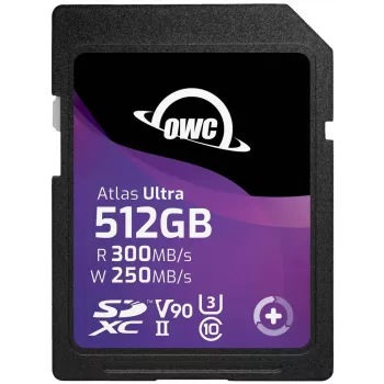 SDXC zibatmiņas karte OWC Atlas Ultra 512 GB UHS-II, 300 MB/s lasīšana, 250 MB/s rakstīšana, V90, ūdensizturīga