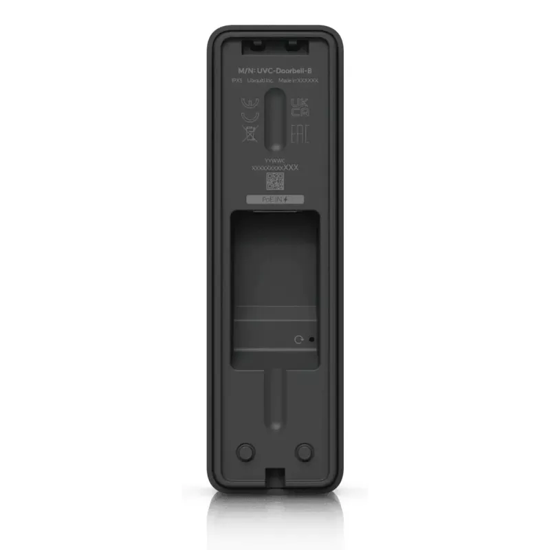 Durvju zvans UBIQUITI Doorbell Lite Melns — vadu PoE video durvju zvans, 5 MP, 2560×1920, IPX5, metāla un polikarbonāta korpuss