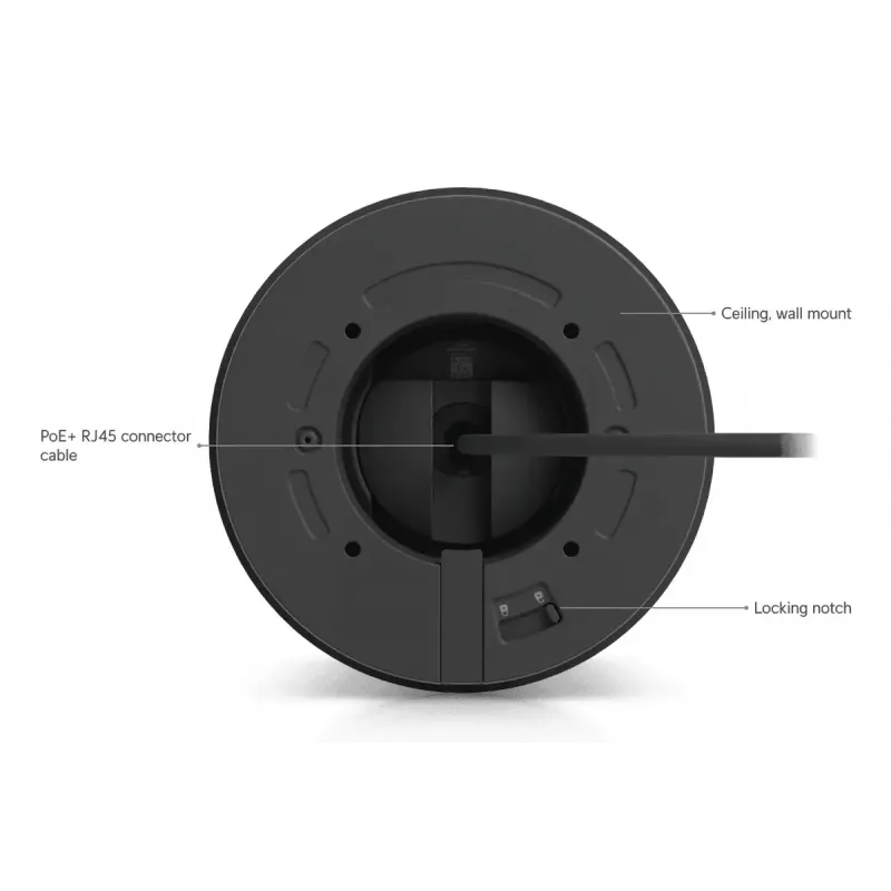 IP drošības kamera UBIQUITI UVC-G6-Pro-Turret-B — 3840×2160, 1/1,2 collas CMOS, 2,36× optiskā tālummaiņa, PoE+, griesti/siena, iekštelpās/ārtelpās