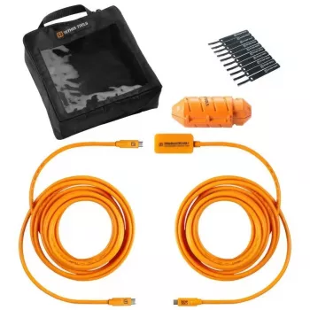 USB-C uz USB-C kabelis, tether tools CUC31R-ORG — 9,40 m, taisnleņķa savienotājs, oranžs