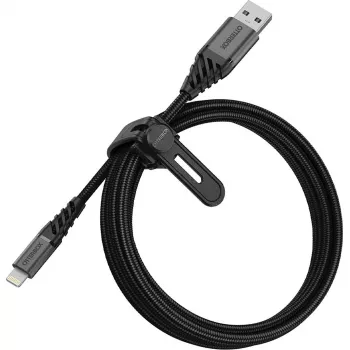 USB–Lightning kabelis OTTERBOX Premium 2 m — tumši pelēks melns, USB-A uz Lightning, izturīgs uzlādes un datu pārraides kabelis
