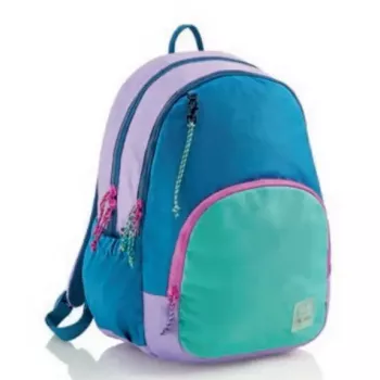 Skolas mugursoma MIQUELRIUS MR19342 — zila/zaļa, sporta stils, 27 L, 3 nodalījumi
