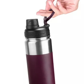Termoss asobu Alpine Flask Hiking 530 ml nerūsējošais tērauds Burgundijas sarkanā krāsā, 235 mm augstums, 7,6 cm diametrs