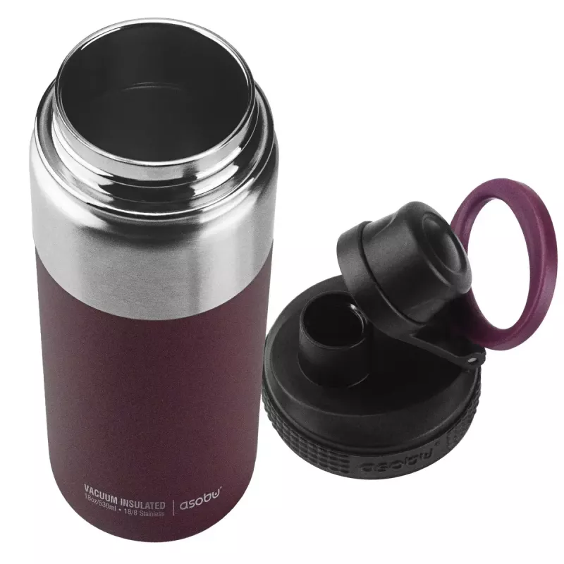 Termoss asobu Alpine Flask Hiking 530 ml nerūsējošais tērauds Burgundijas sarkanā krāsā, 235 mm augstums, 7,6 cm diametrs