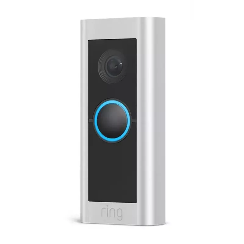 Video durvju zvans RING Video Doorbell Pro 2 Hardwired — Niķeļa satīna tērauds, vadu Wi‑Fi, 150°×150° redzes lauks, 16–24 V maiņstrāva