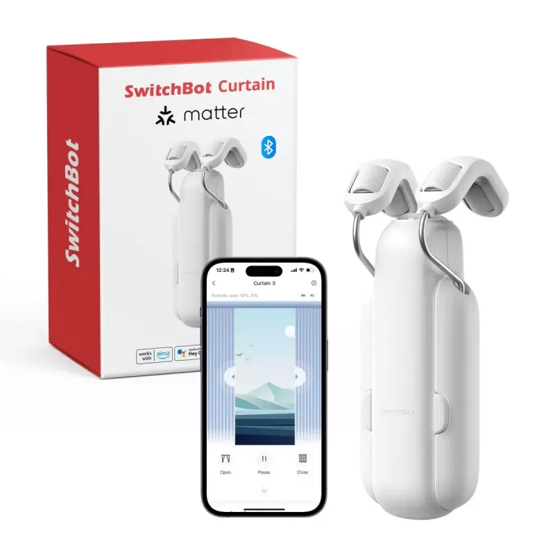Viedais aizkaru motors SwitchBot W2400000R U veida sliedēm (ES un Lielbritānija) — baterija, USB-C, 15 kg stumšanas spēks