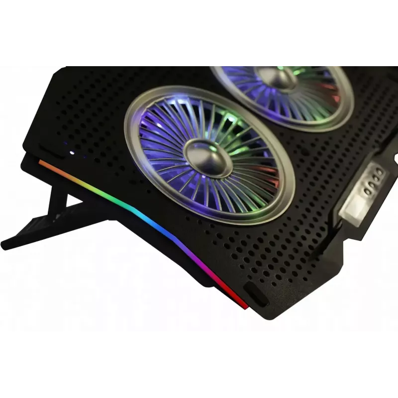 Klēpjdatora dzesēšanas paliktnis INCA INC-606TGS ekrāniem līdz 45,7 cm (18 collas), 2 ventilatori 11,5 cm, USB barošana, melns