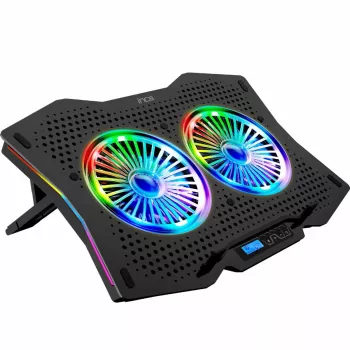 Klēpjdatora dzesēšanas paliktnis INCA INC-606TGS ekrāniem līdz 45,7 cm (18 collas), 2 ventilatori 11,5 cm, USB barošana, melns