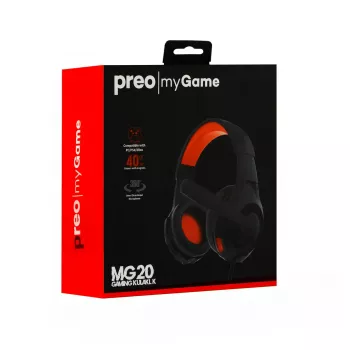 Austiņas Preo 125085402 vadu spēļu melnas sarkanas 20-20000 Hz