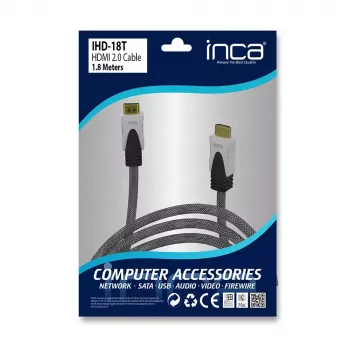 HDMI kabelis Inca IHD-18T 1,8 m HDMI Type A vīrišķais–vīrišķais pelēks