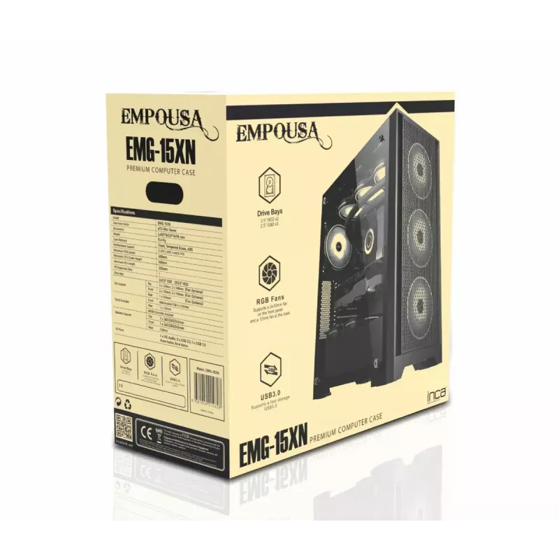 Datora korpuss Inca EMG-15XN Midi Tower melns