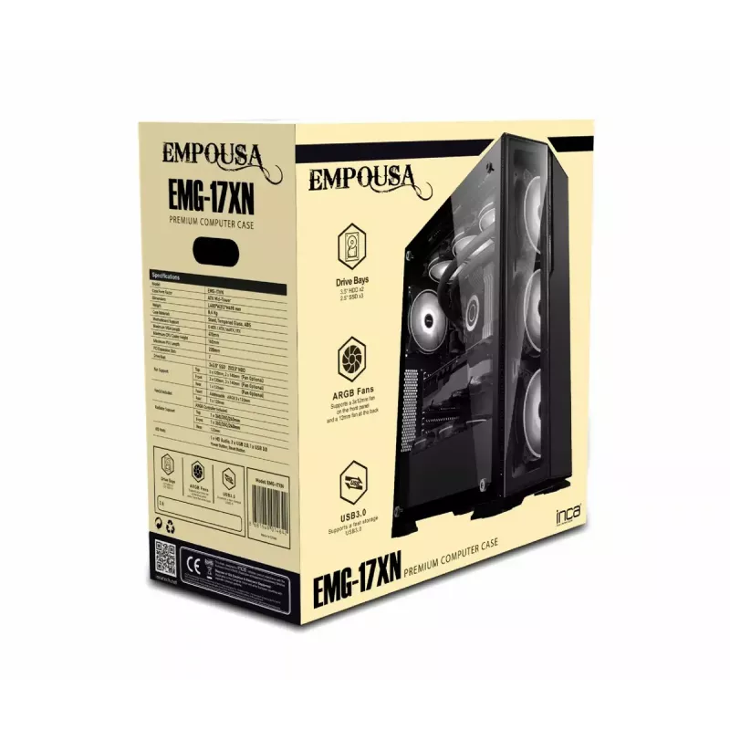 PC case Inca EMG-17XN Midi Tower Melns