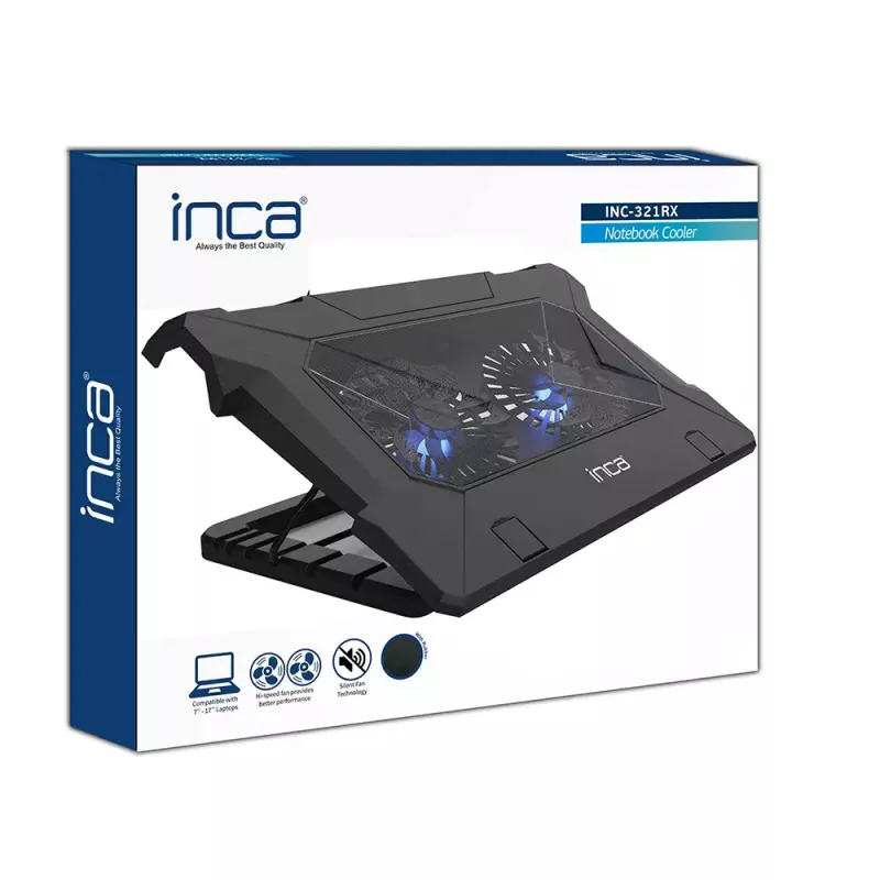 Inca INC-321RX klēpjdatora dzesēšanas paliktnis, 43,2 cm, 2 ventilatori, melns