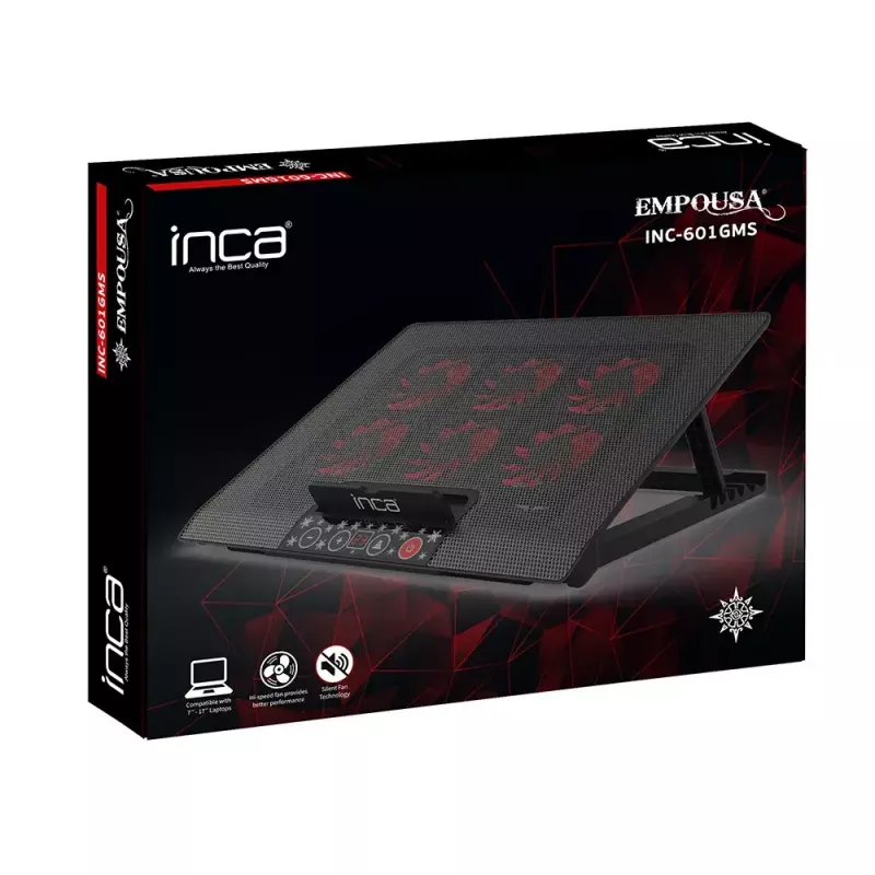 Klēpjdatora dzesēšanas paliktnis Inca INC-601GMS 43,2 cm 6 ventilatori USB melns