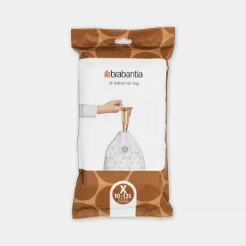 Miskastes maisi BRABANTIA 12 L balts, 40 gab. iepakojumā (modelis 138041) plastmasas ieliktņi 490×357 mm