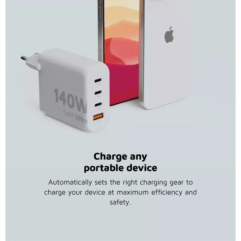 Xtorm 140W GaN² Īpaši kompakts sienas lādētājs iekštelpām Maiņstrāva Universāls 3 USB Type-C Ātrā uzlāde