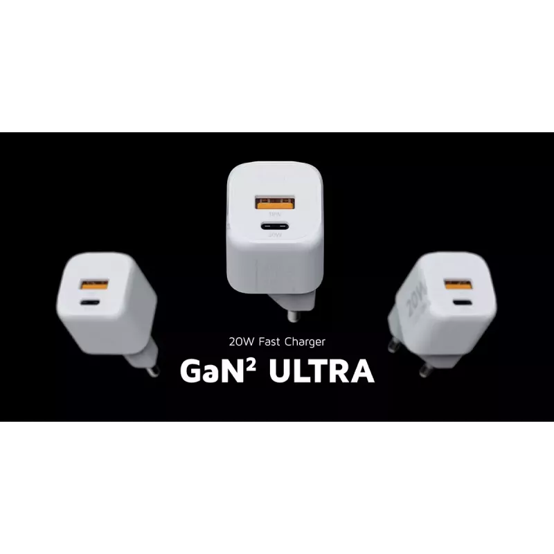 Sienas lādētājs Xtorm 20W GaN² Ultra — 20 W, USB-C, iekštelpām, balts