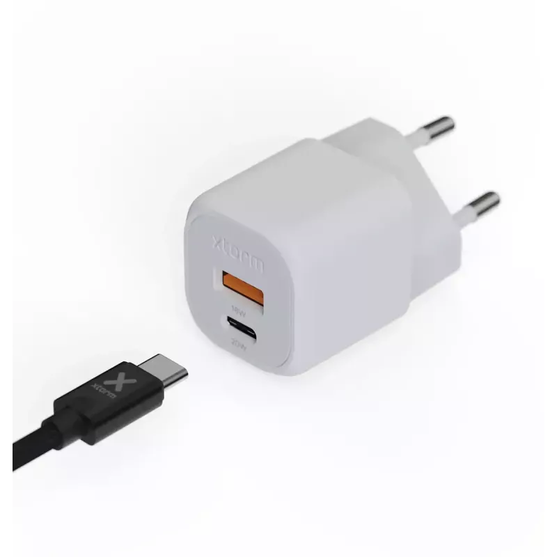 Sienas lādētājs Xtorm 20W GaN² Ultra — 20 W, USB-C, iekštelpām, balts