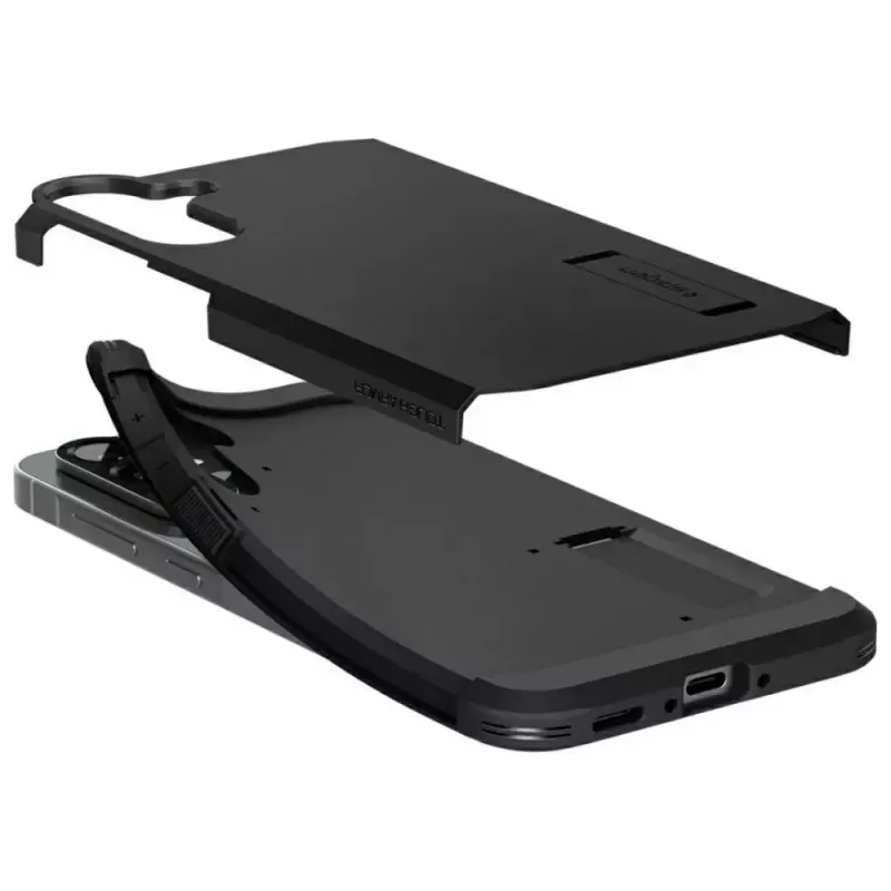 Spigen Tough Armor vāciņš Samsung Galaxy A56 5G — melns, divslāņu aizsargapvalks