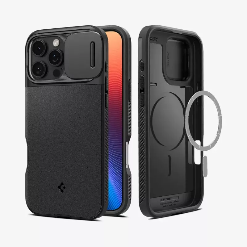 Spigen Optik Armor mobilā tālruņa maciņš Melns priekš iPhone 16 Pro