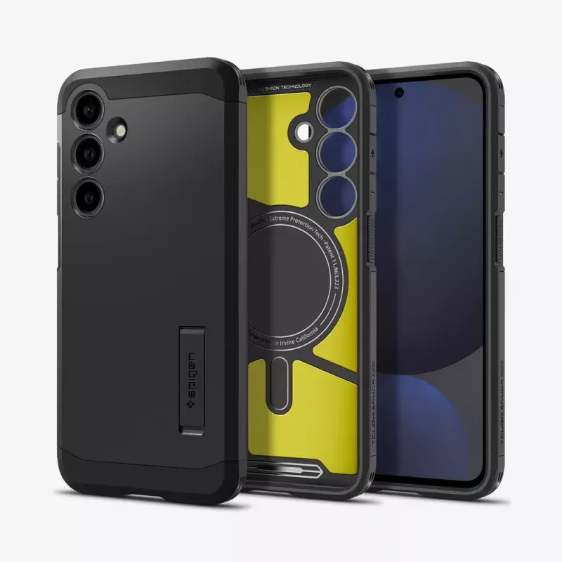 Vāciņš Spigen Tough Armor Galaxy S24 FE Melns Galddatora statīvs