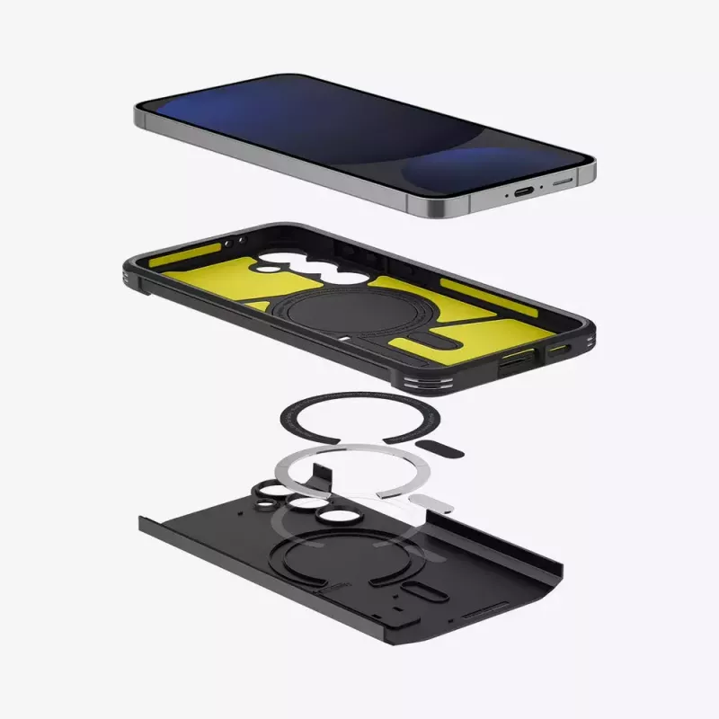 Vāciņš Spigen Tough Armor Galaxy S24 FE Melns Galddatora statīvs
