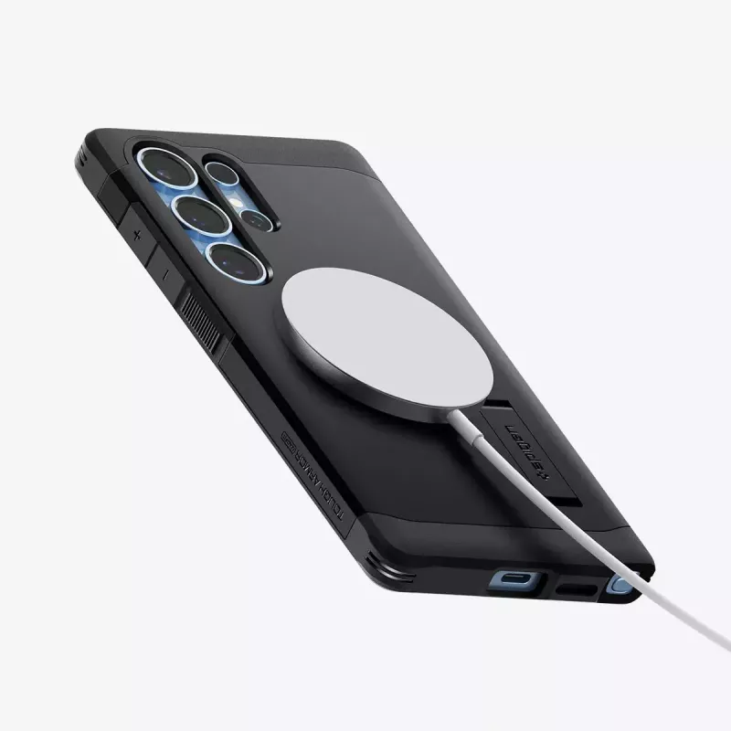 Vāciņš Spigen Galaxy S25 Ultra Tough Armor AI Melns Desktop Stand