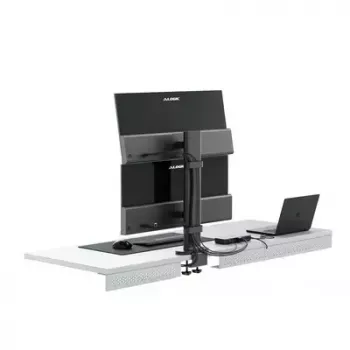 Monitoru stiprinājuma statīvs ALOGIC ED34VMSSGR skavveida stiprinājums ekrāniem līdz 34 collām, diviem displejiem, 12 kg ietilpība, pelēks
