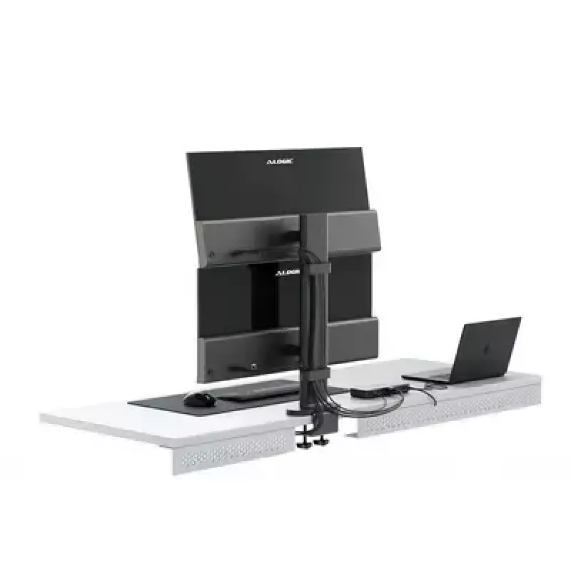 Monitoru stiprinājuma statīvs ALOGIC ED34VMSSGR skavveida stiprinājums ekrāniem līdz 34 collām, diviem displejiem, 12 kg ietilpība, pelēks