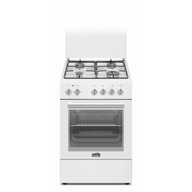 Simfer | Plīts | 4403SERBB | Plīts virsmas tips Gāzes | Cepeškrāsns tips Elektriskā | Balta | Platums 50 cm | Elektroniskā aizdedze | Dziļums 55 cm | 48 L