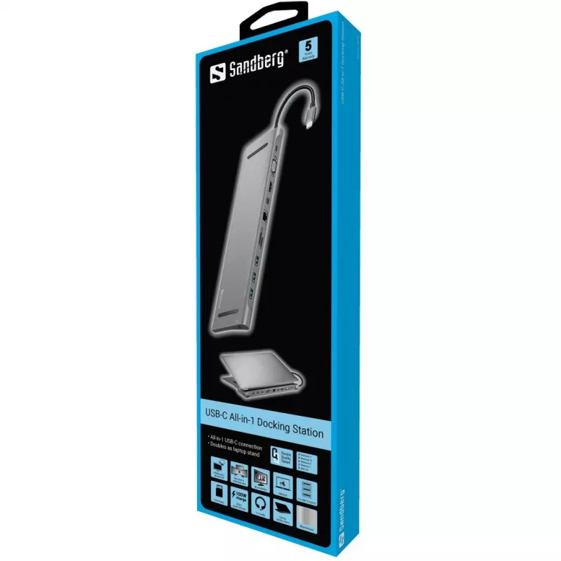 SANDBERG USB-C dokstacija HDMI DP VGA SD USB USB-C