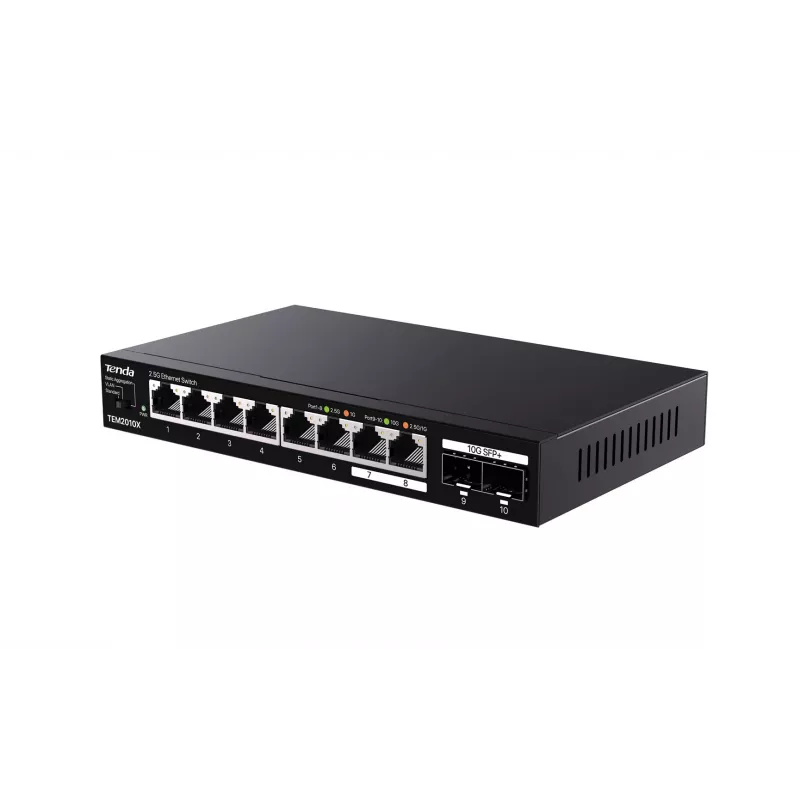 Tenda TEM2010X tīkla komutators 2.5G Ethernet (100/1000/2500) Galda melns