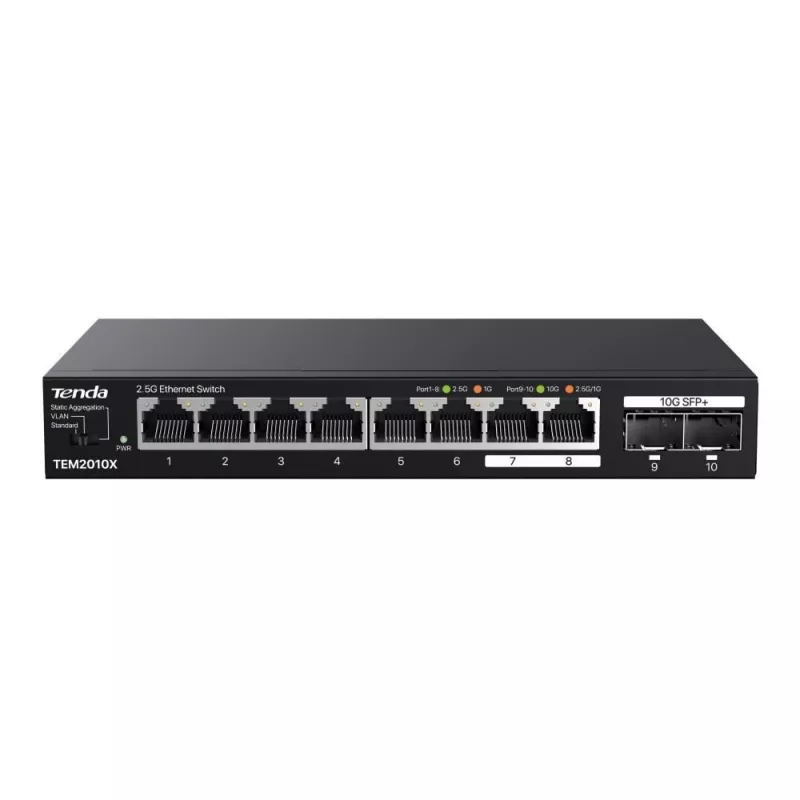 Tenda TEM2010X tīkla komutators 2.5G Ethernet (100/1000/2500) Galda melns