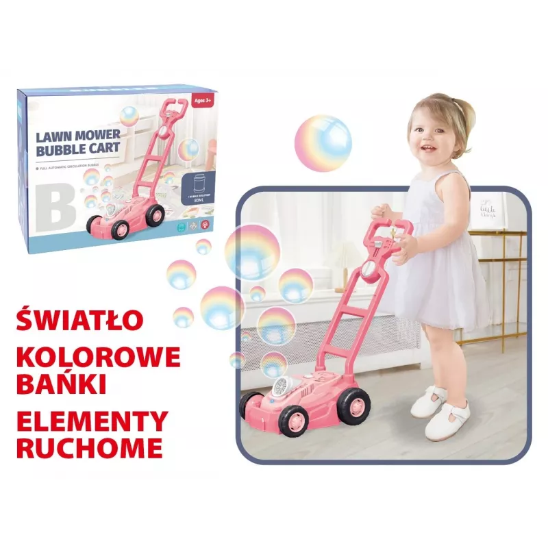 Rozā burbuļu pļaujmašīna