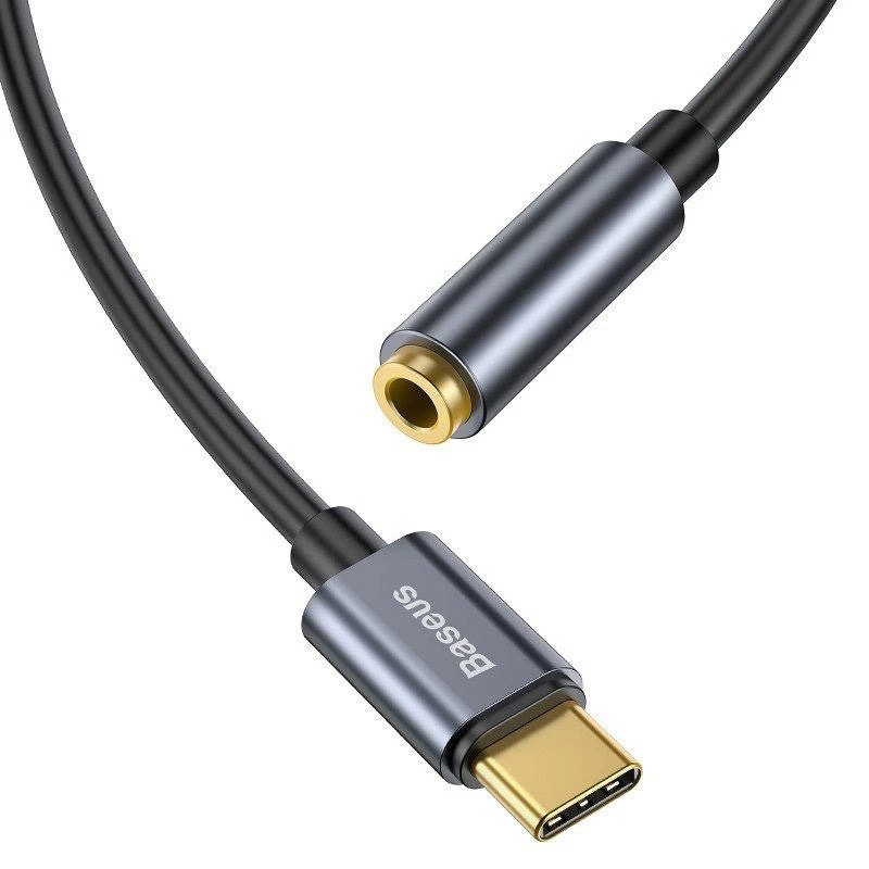 Baseus L54 audio adapteris USB-C + mini jack 3,5 mm (melns+pelēks)